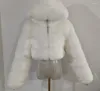 Kvinnors p￤ls S-8XL Fashion Hooded Faux Coats Women Winter Warm Furry Hight Quality Overcoat Elegant Plush Crop Jackets Femme