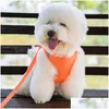 Dog Collars Leashes Pet Reflective Soft Breathable Mesh Harness Choke Double Padded Vest With Adjustable Neck And Chest Drop Deliv Dhfwu