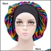 Beanie/Skull Caps Wide Band Colorf Satin Night Hat Beanie Dames Girl Head ER Slee Bonnet Haarverzorging mode -accessoires Drop levering Dhn1e