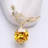 Brooches Female Simple Blue Crystal Cute Bird For Women Luxury Creative Personality Animal Brooch Corsage Suit Banquet Prom Pins