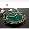 Orologi da parete Sala da pranzo Orologio verde di lusso Orologi muti minimalisti moderni Tipo di altalena Appeso Decorazione domestica vivente