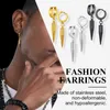 Hoop Earrings 1 Piece/1 Pair Punk Style Stainless Steel Horn Spike Stud For Men Women Statement Jewelry