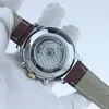 Reloj mecánico de acero fino de lujo con incrustaciones de volante grande de fase lunar de cuero para hombre resistente al agua