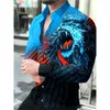 M￤ns avslappnade skjortor Luxury Haute Qualite Men's Tiger Printe Shirt L￥ng￤rmning Turn-down krage Knappad kl￤der Spring och Autumn