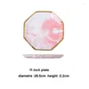 Plates Gold Inlay Plate Nordic Style Tableware Pink Ceramic Steak Salad Dessert Dish Dinner Dinnerware Set