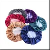 Beanie/Schädelkappen Doppelschicht Satin Einfarbig Nachtmütze Frauen Beanie Slee Bonnet Haarpflege Mode Accessoires Kopfbedeckung Drop Deli Dhb6L