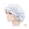 Beanie/Kafatası Kapakları Kadın Kız Saten Çift Katmanlı Beanie Bonnet Ayarlanabilir Uyku Başı Er Gece Şapkalı Saç Aksesuarları Headwrap Drap Deli DHCS1