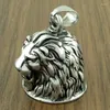 Pendant Necklaces Vintage 316L Stainless Steel Silver Color Domineering Lion Animal Bell Both Sides Jewelry