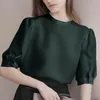 T-shirts pour femmes Code Chemise imprimée Été Manches courtes Soie lourde Femme Mulberry Vintage Vert Femmes