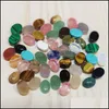 Artes y manualidades 6X8Mm Piedra natural Cabujón ovalado Granos sueltos Cuarzo rosa Piedras turquesas Cara para Reiki Adornos de cristal curativo Dhfdl