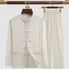 Vêtements ethniques Col Mandarin Casual Tang Brodé Hanfu Kung Costume Chinois Hommes National Fu Tai Chi