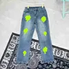 2023 Print Designer hommes jeans Cross-skin lavé jean chromeheart avec taille haute mens amoureux Loose huiya03