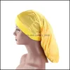 Berretti Beanie/Teschio Tinta unita Calzino lungo Cappello da sonno Avvolgere Notte Cura dei capelli Cofano Donna Fascia larga Copricapo elastico Consegna di goccia Moda Dho6U