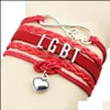 Charm Bracelets New Lgbt Gay Pride For Women Men Rainbow Sign Mtilayer Leather Wrap Bangle Moda Amizade Faça Você Mesmo Jóias Presente Drop D Otiap