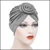 Beanie / Skull Caps Lindo Color sólido Nudo Turbante Sombrero Estiramiento Cuidado del cabello Gorro para mujer Chica Accesorios de moda Drop Delivery Sombreros Sc Dhbru