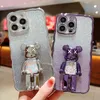 Étuis de téléphone de support de concepteur cool pour iPhone 14 13ProMax 12Pro 11 XR 7 8 plus Coque de couverture antichoc Candy Bear Case avec couverture dégradée d'objectif