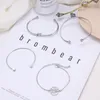 Pulseiras de link 4Pieces/Set Moda Silver Color Tree Tree Irregular Square Set para mulheres Trendy Vintage Bracelet Jewellery Gifts