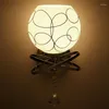 Applique murale lampes à LED boule de verre lumières nouveauté salle de bain lumière Lampada cristal fronde chaîne E27 AC90-260V avec interrupteur à tirer