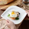 Plates Creative Ceramic Flat Plate Pure White Western Pasta Sushi Dessert Square Simple Home Breakfast