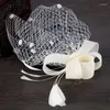 Headpieces Mingli Tengda Headdress Mesh Bow Hairpin Banquet Wedding Bridal Accessories Black Bride Headwear Chapeau Mariage Tiara