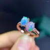 Cluster Rings Natural Opal Ladies Ring 925 Серебряное серебряное александритное свадебное обручание Высокие украшения 5 7 мм инкрустаны две части