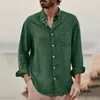 Hommes chemises décontractées printemps été hommes coton lin Cardigan à manches longues solide col rabattu chemise hawaïenne Vintage hauts Blouses