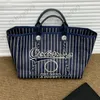 French Stripe Denim Holiday Totes Bags Women Quilted Shopping Wallets Silver Metal Hardware Chain Shoulder Large Capacity Handbags Designer Beach Crossbody Bag