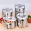 Storage Bottles Stainless Steel Airtight Sealed Canister Coffee Flour Tea Container Holder Organiseurs EasyTo Assemble De Rangement Cocin