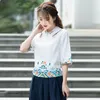 Etniska kl￤der 2022 Traditionella kinesiska kvinnor cheongsam topp broderi mandarin krage vintage skjorta blus dam topps kk4210