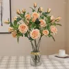 Dekorativa blommor 3 huvuden stora rosor Nordisk stil Silk Artificial Deco Mariage Wedding Rose Artificielle Room Decor Flores Artificiales