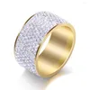 Anéis de casamento Jioromia aço inoxidável anel de ouro Cristal completo para homens 2022 Jelwery Titanium