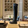 Jimmy Biker II sobre o joelho Designer Women Leather Knee High Boot Stretch Bicker Mody Sheepskin Booties Tamanho 35-42