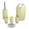 Bath Accessory Set 6Pcs Bathroom Accessories Ensemble Cleaning Trash Can Soap Dish Toilet Brush Tumbler Cup Portable Lotion Bottle