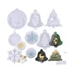 Kerstdecoraties 3D Mooie Sile Mold Diy Hangleutel Key Chain Making Mod Xmas Tree Snowflake Candles Gift Supplies PAA10244 Drop D OTPKO