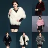 Women's Fur Women's & Faux Women Bolero Bridal Shawl Winter Warm Hairy Cape Wedding Jackets Prom Wrap 2022 Female Pink Shawls Abrigo