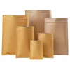 100Pcs /Lot Stand Up Kraft Paper Zipper Lock Bag Self Seal Aluminum Foil Mylar Doypack Zipper Bag Pouches Food Snack Storage Reusable Bags