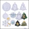 Julekorationer 3D h￤rlig Sile Mold Diy Pendant Key Chain Making Mod Xmas Tree Snowflake Candles Gift Rrd11798 Drop Delivery H Otqix