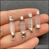 Artes e artesanato rocha natural branca Cristal Quartz Charms de pedra decoram pilar de conexão pingentes de ouro borda de ouro maki dhb8b