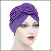 Beanie / Skull Caps Lindo Color sólido Nudo Turbante Sombrero Estiramiento Cuidado del cabello Gorro para mujer Chica Accesorios de moda Drop Delivery Sombreros Sc Dhbru