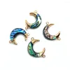 Charms Abalone Shell Natural Crescent Shaped Double Hole Exquisite Gold-Plated Connector Hemlagad Fashion Charm Necklace Earring Gift