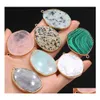 Kunst en ambachten Irregar Healing Labradorite Amazoniet Turquoise Stone Charms Rose Quartz Crystal Pendant Diy Necklace Women Fashion Dh7cn