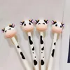 6Pcs Practical Cartoon Smooth Writing Click Rollerball Pens Milk Cow Shape Detachable School Supplies