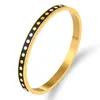 Bangle Fashion Colorful Enamel Wave Point Design Bracelets For Women Round Gold Color Stainless Steel Bangles Wedding Party Gift