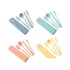 Dijkartikelen Sets Reisafgifte Set CAM Portable Cutlery Fork Chopstick Lepel Creative Wheat Knife Chopsticks Drop Delivery Home GA DHPGS