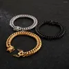 Link Bracelets 13mmTrendy Jewelry Silver Color Or Gold Metal Stainless Steel Double Cuban Curb Chain Dragon Claw Clasp Men Women Bracelet