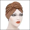 Beanie / Skull Caps Lindo Color sólido Nudo Turbante Sombrero Estiramiento Cuidado del cabello Gorro para mujer Chica Accesorios de moda Drop Delivery Sombreros Sc Dhbru