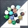 Artes e artesanato 14mm Charms de cristal de 14 mm encantos redondos tigre olho preto onyx rosa quartz stone ball charme pingents para jewelr dhovf