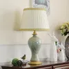 Lâmpadas de mesa Lâmpada de cerâmica americana Lâmpada de cerâmica de cabeceira de cabeceira Decoração do quarto Estudo da mesa de LED