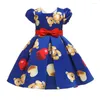 Meisje jurken snoepkleur polka stip puff puff mouw zomer jurk voor 3-10 jaar kinderprint meisje's kleding prinses meisjes