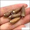 Konst och hantverk 8x25mm Natural Crystal Stone Charms Cone Green Rose Quartz Pendants Gold Edge Trendy för halsbandörhängen smycken M DHTXD